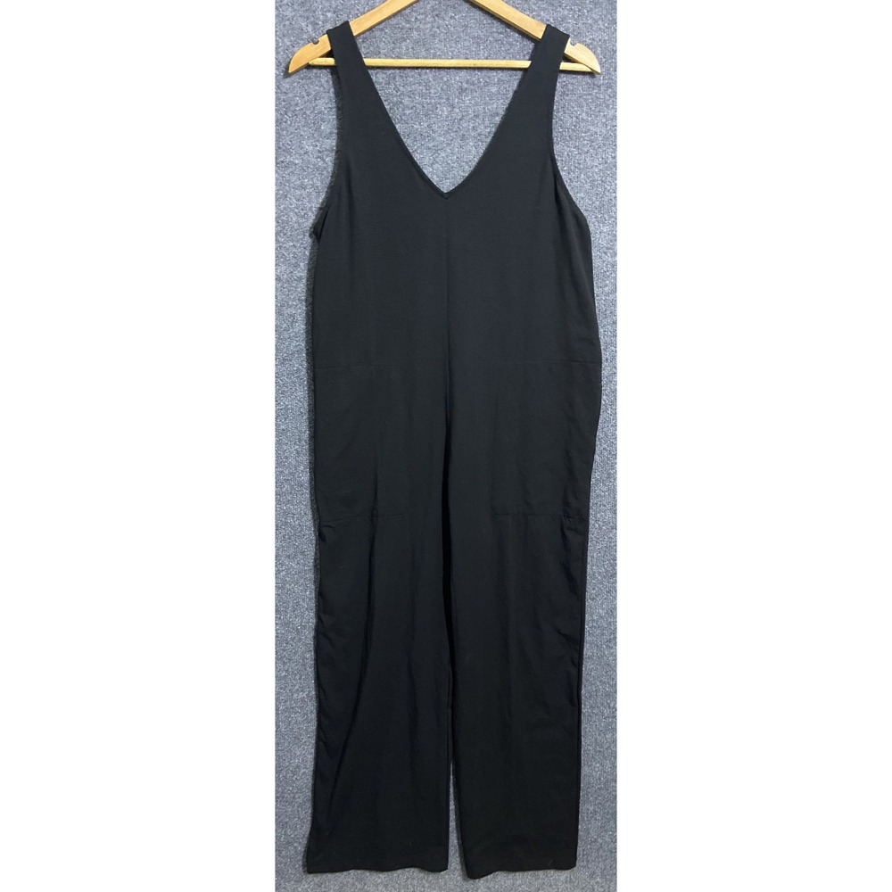 Heidi Houston Jumpsuit Women Small Black Tank Relaxed Fit‎ V Neck Wide Leg EUC